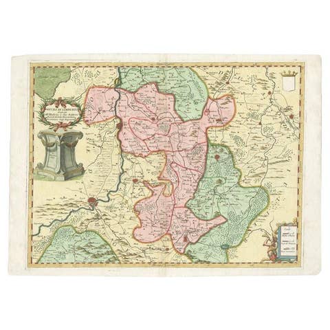 Antique Map of the Province of Limburg by Coronelli, 1692