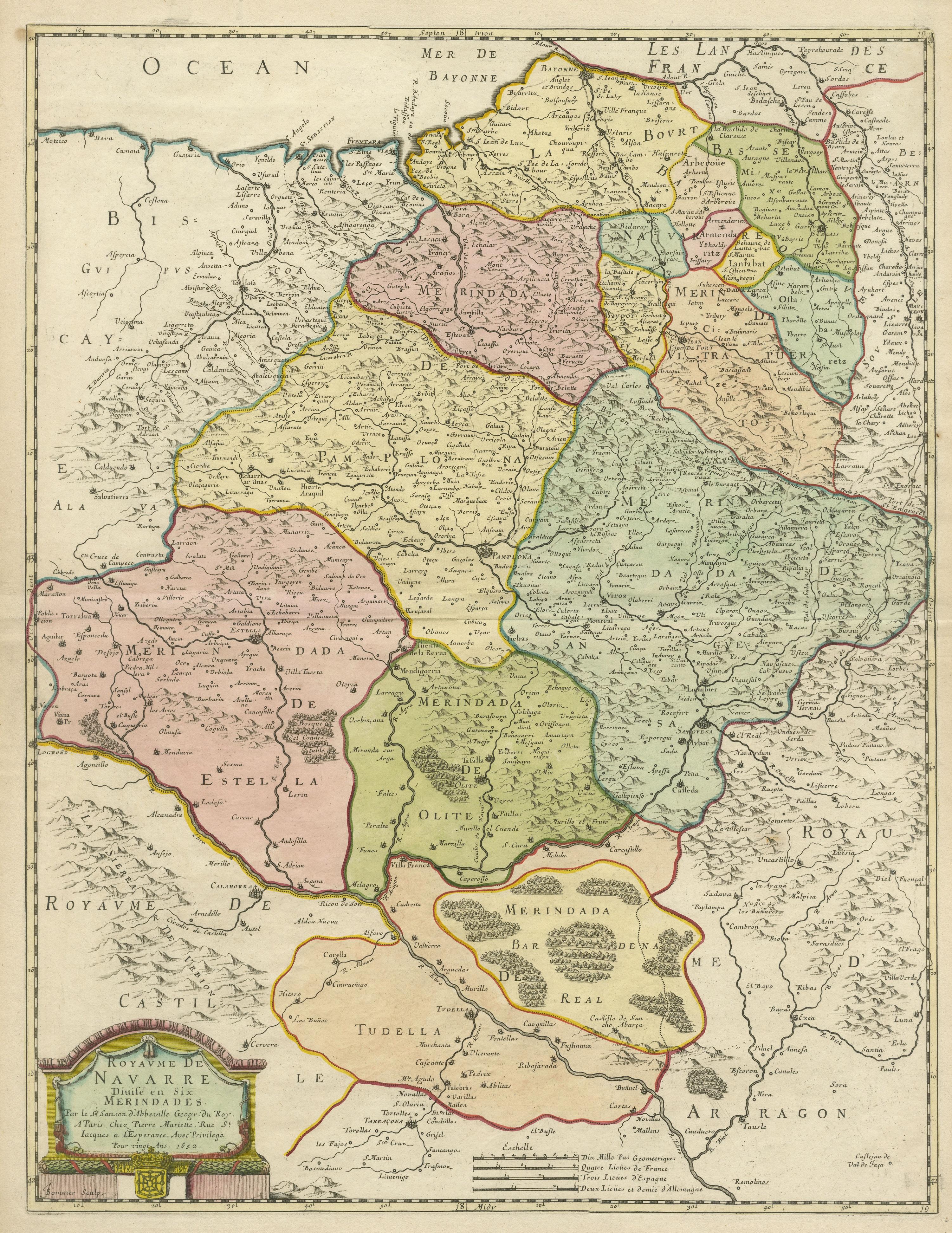 Antike Karte der Provinz Navarre mit der Stadt Pamplona, Spanien im Zustand „Gut“ im Angebot in Langweer, NL