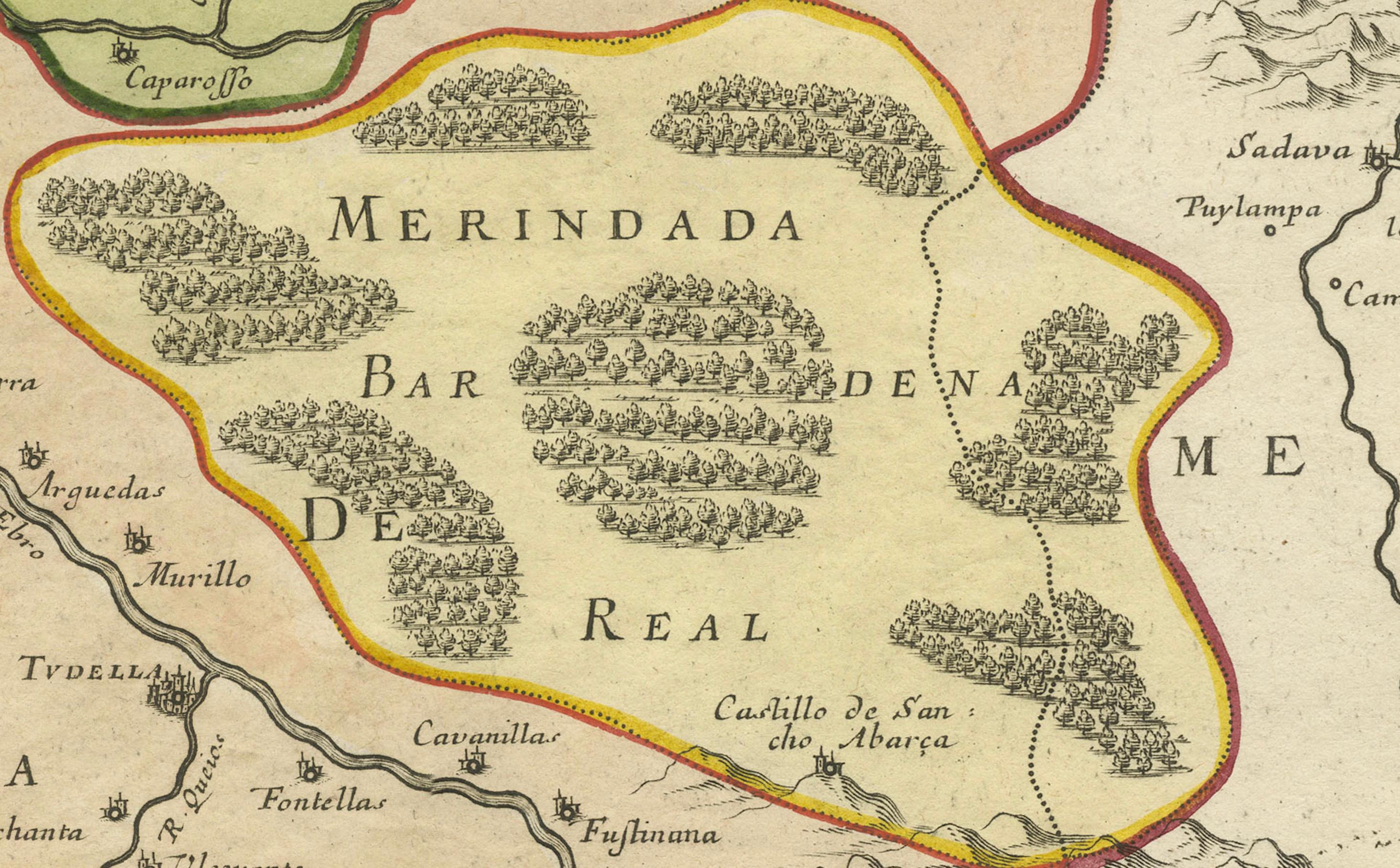 Antike Karte der Provinz Navarre mit der Stadt Pamplona, Spanien (Papier) im Angebot