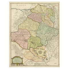 Antique Map of the Province of Navarre with the City of Pamplona, Spain