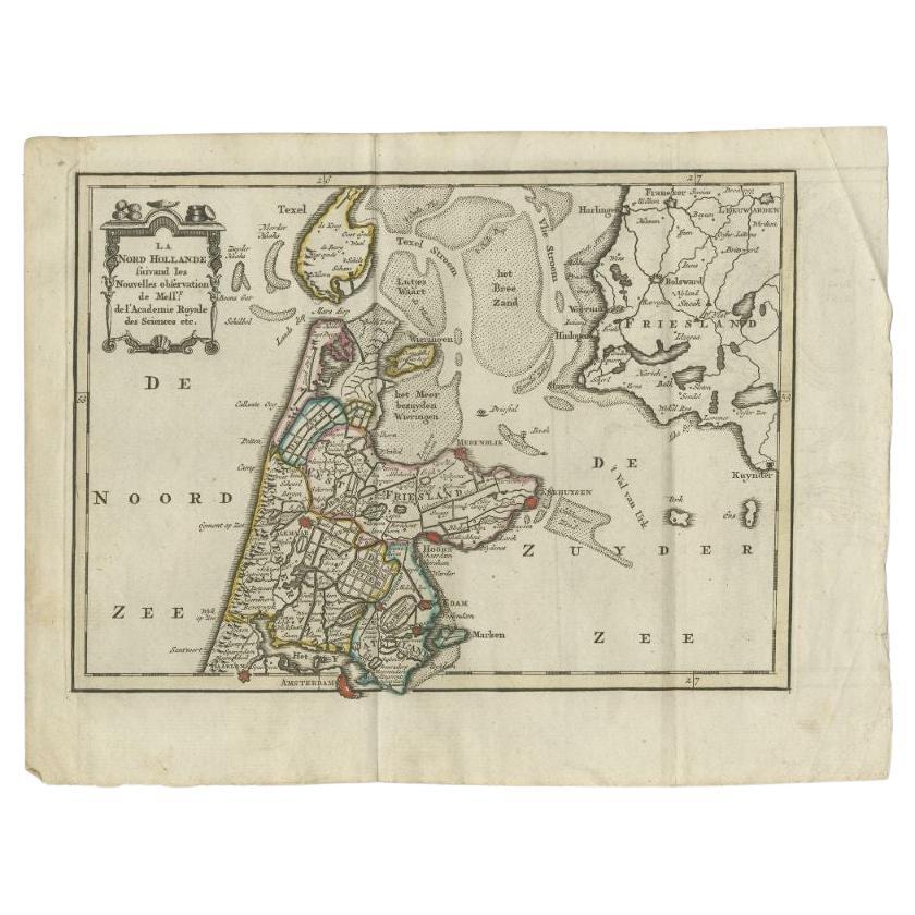 Antike Karte der Provinz Noord-Holland von Keizer &amp;amp; De Lat, 1788