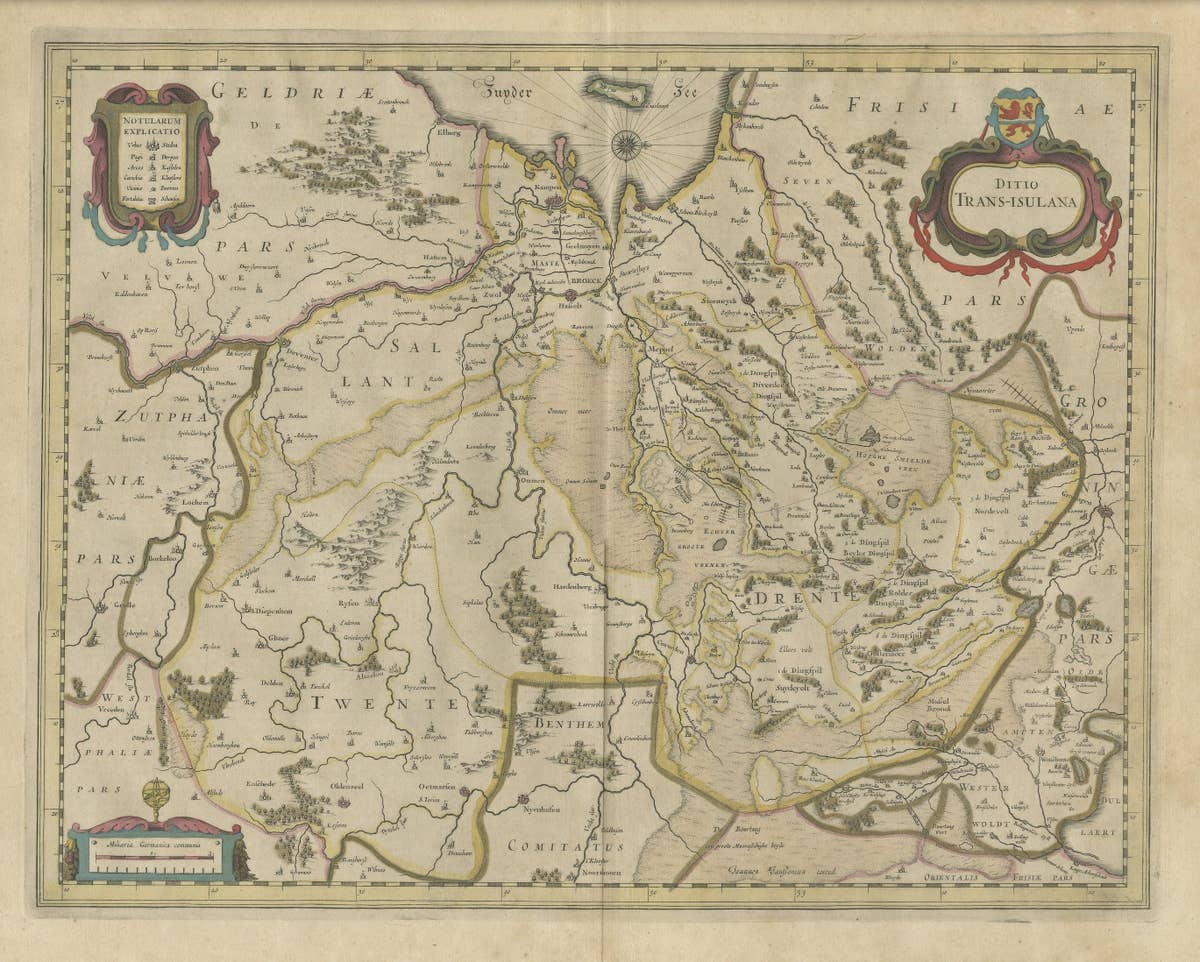 Antique Map of the Province of Overijssel, the Netherlands