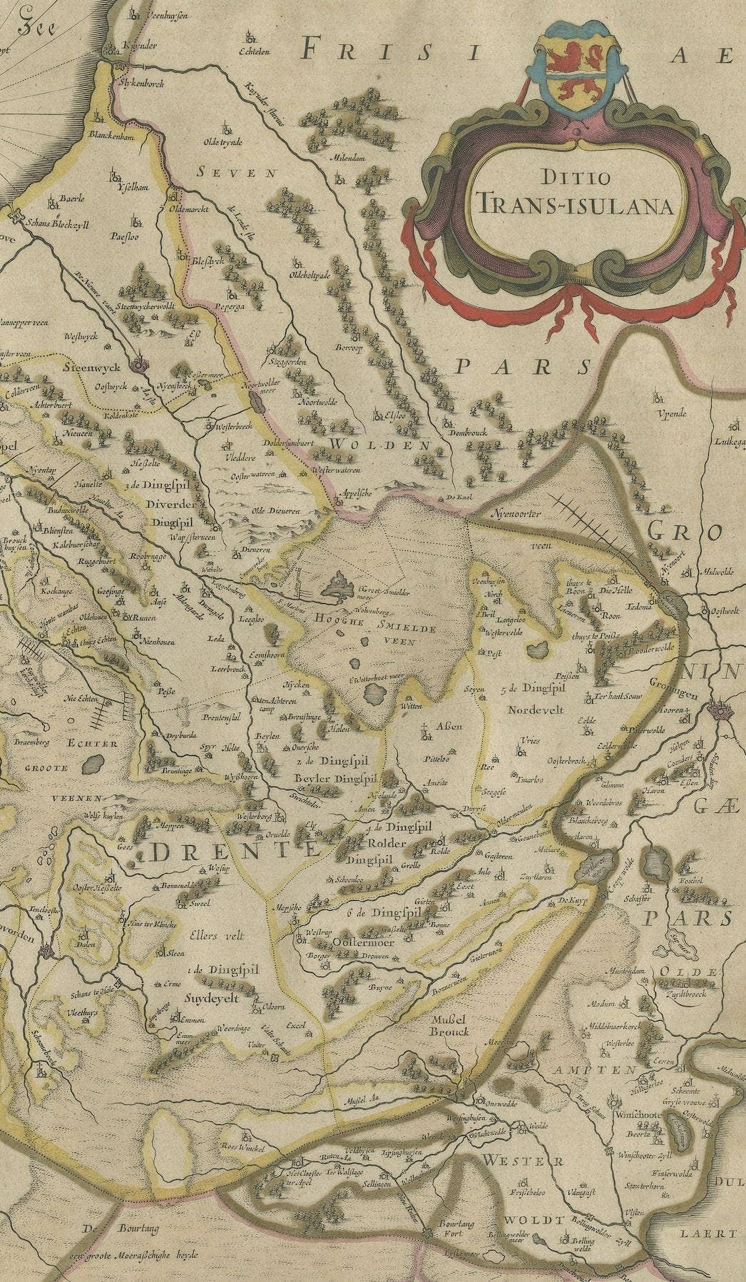 Antique Map of the Province of Overijssel, the Netherlands