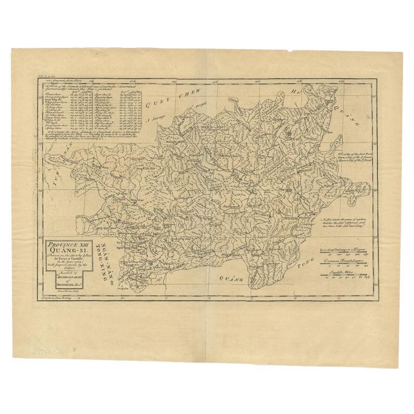Antique Map of the Province of Quang-Si by Du Halde, 1738