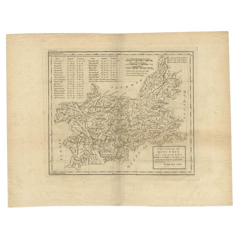 Antique Map of the Province of Quey-Chew by Du Halde, 1738 For Sale