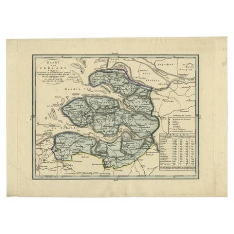 Antique Map of the Province of Zeeland by Veelwaard, C.1840