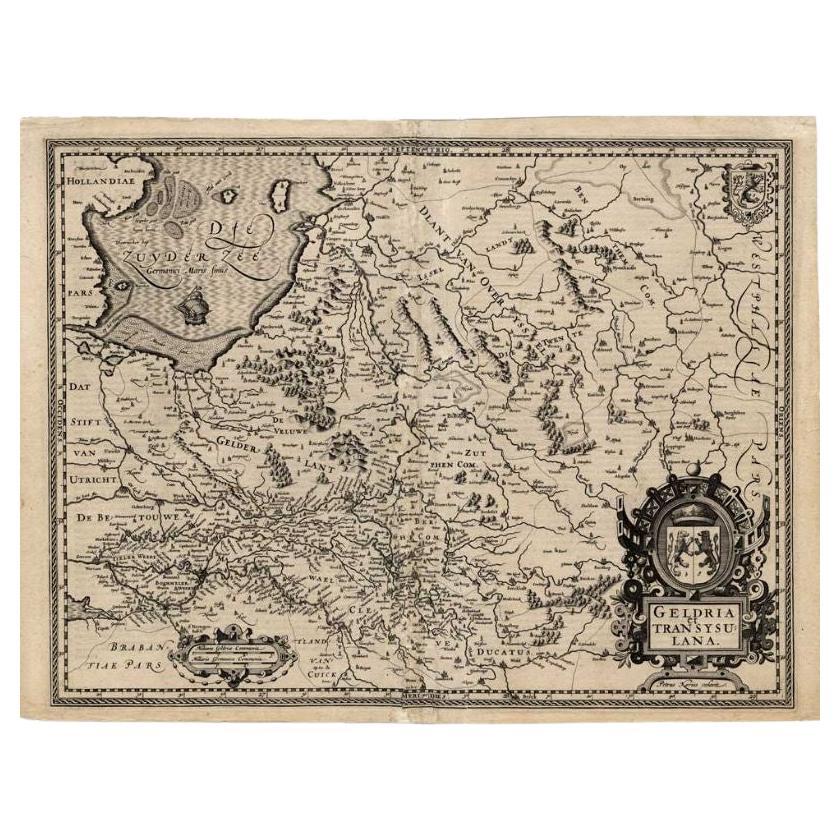 Antique Map of the Provinces of Gelderland and Overijssel by Kaerius, 1617 For Sale