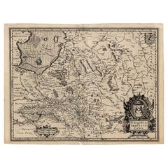 Mapa antiguo de las provincias de Gelderland y Overijssel por Kaerius, 1617