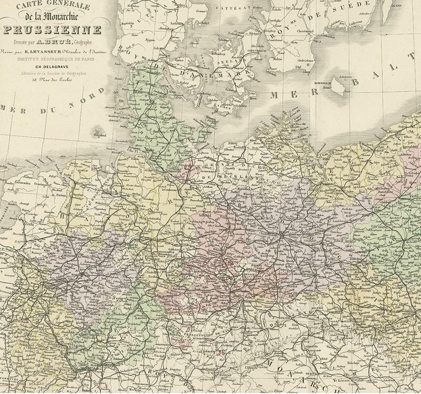 Antique Map of the Prussian Monarchy by Levasseur, '1875' In Good Condition For Sale In Langweer, NL