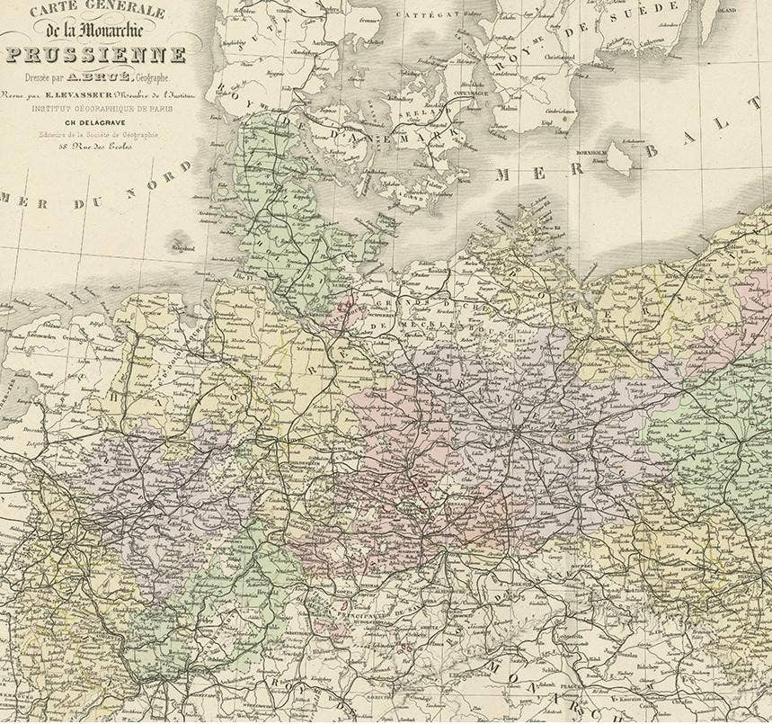 Antique Map of the Prussian Monarchy by Levasseur, '1875'