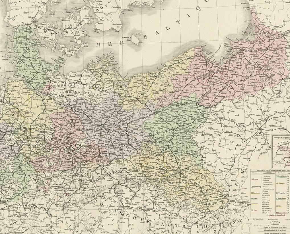 19th Century Antique Map of the Prussian Monarchy by Levasseur, '1875' For Sale