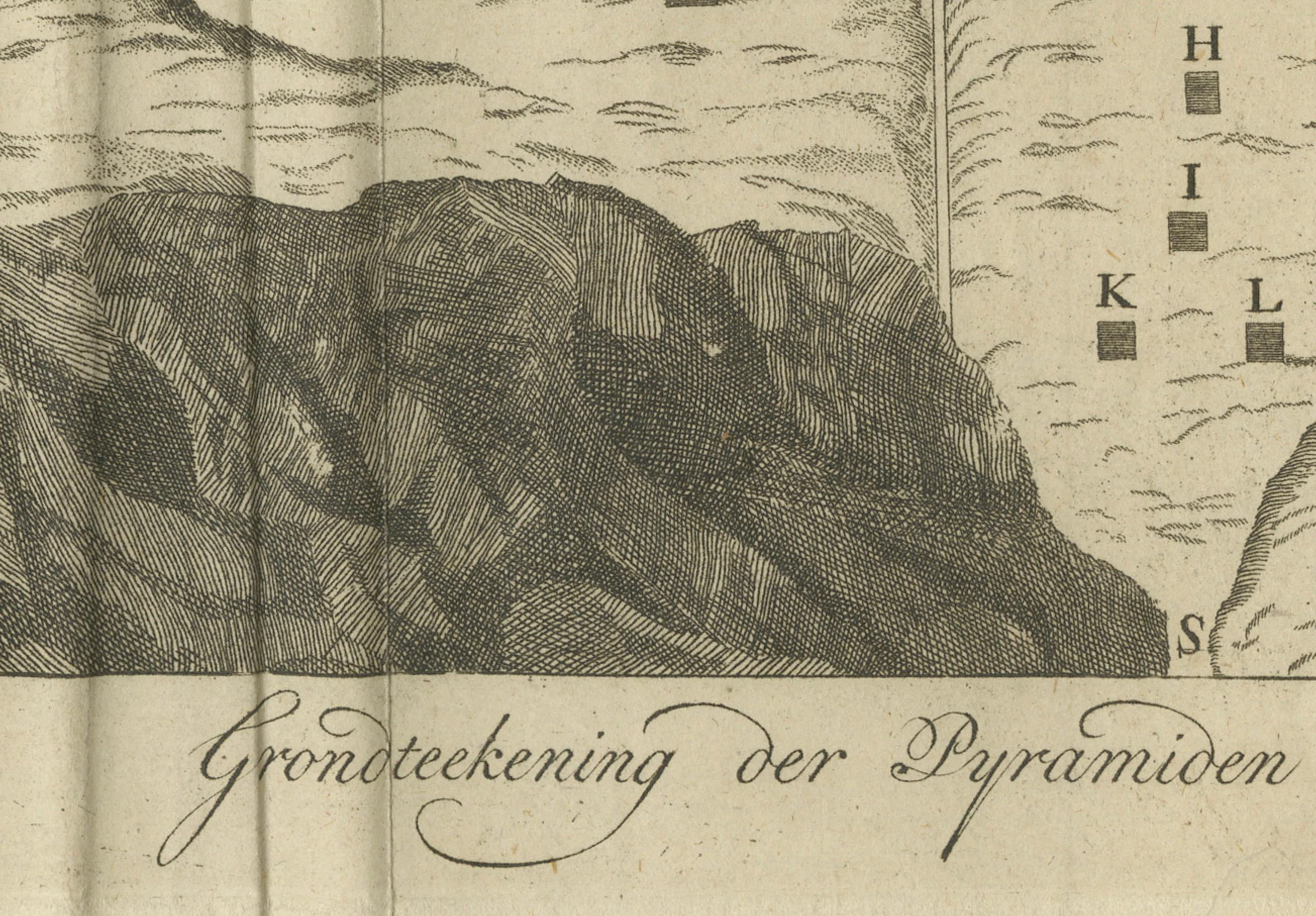 Mapa antiguo de las pirámides de Saqqara y Dahshur - Egipto, c.1770s en Bueno estado para la venta en Langweer, NL