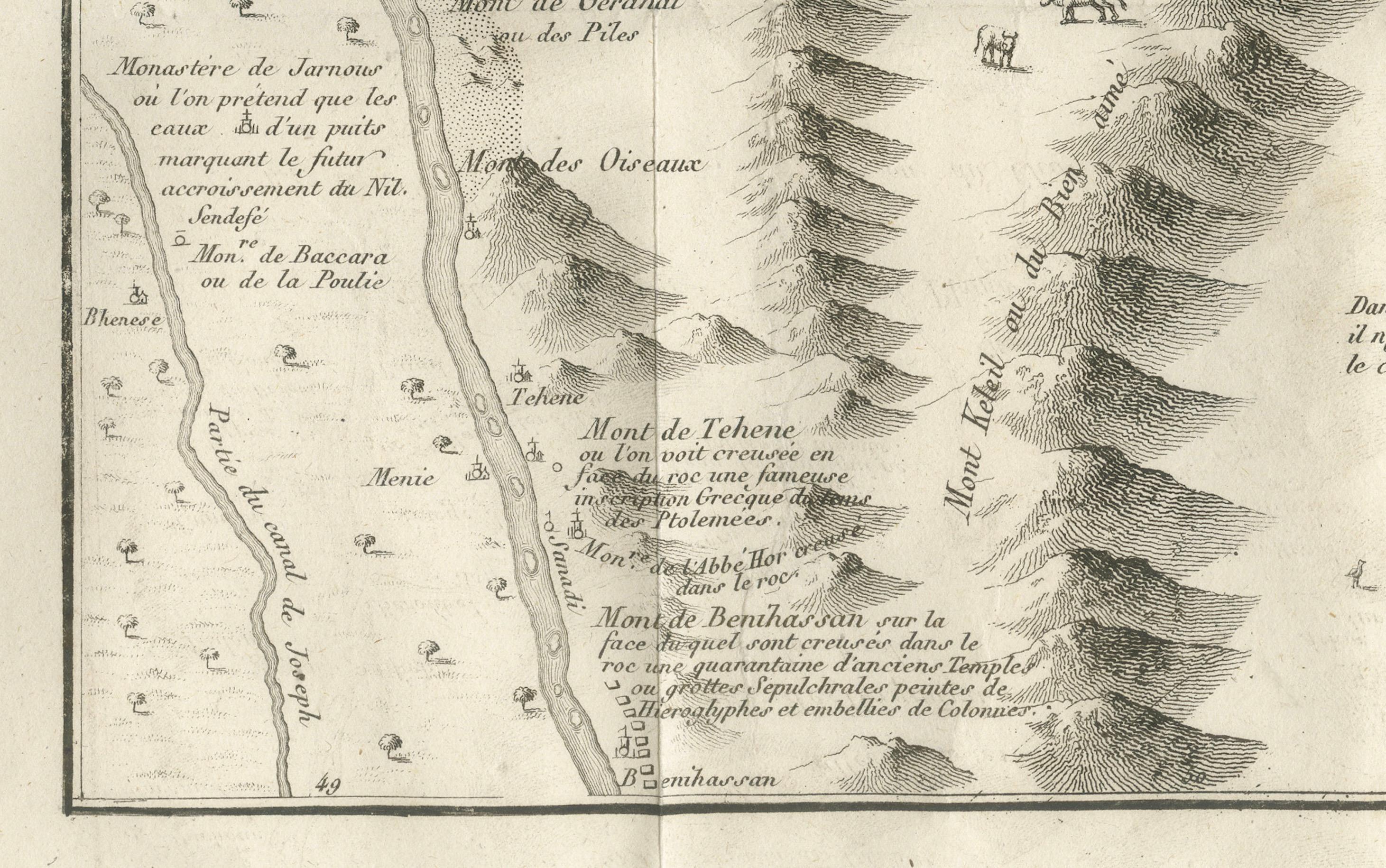 Carte ancienne de la mer Rouge et de la Basse Thébaïde avec plans de monastères, Egypte, 1777 Bon état - En vente à Langweer, NL