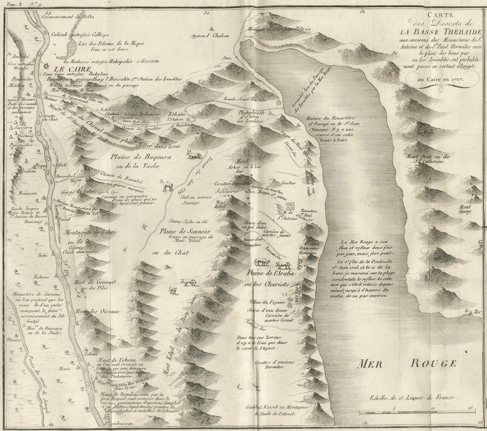 Carte ancienne de la mer Rouge et de la Basse Thébaïde avec plans de monastères, Egypte, 1777 en vente 1