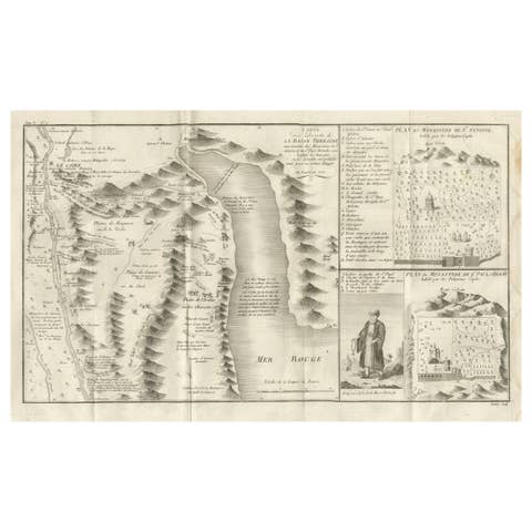 Antique Map of the Red Sea & Basse Thebaide with Monastery Plans, Egypt, 1777
