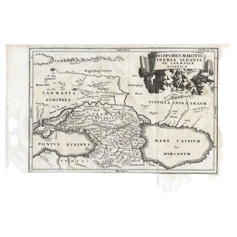 Antique Map of the Region Between the Black and Caspian Sea by Cellarius, 1731