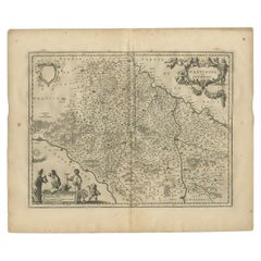 Antique Map of the Region Between the Seine and Loire Rivers by Janssonius, 1657