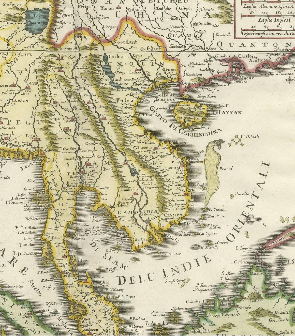 Antique Map of the Region Centered on the Malay Peninsula by Tirion 'c.1760'