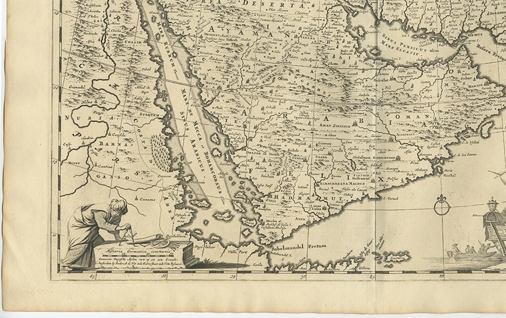 17th Century Antique Map of the Region East from Cyprus to Iran ‘Asia’ by F. De Wit, 1680