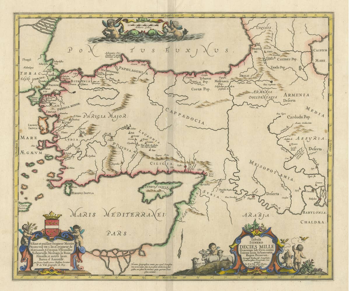Antique Map of the Region involved in the Conquest of Cyrus the Great
