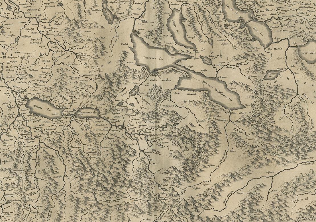 Antike Karte der Region Aargau von Janssonius:: '1657' im Zustand „Gut“ im Angebot in Langweer, NL