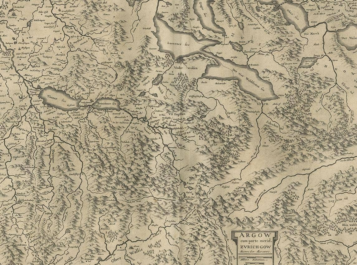 Antique Map of the Region of Aargau by Janssonius, '1657'