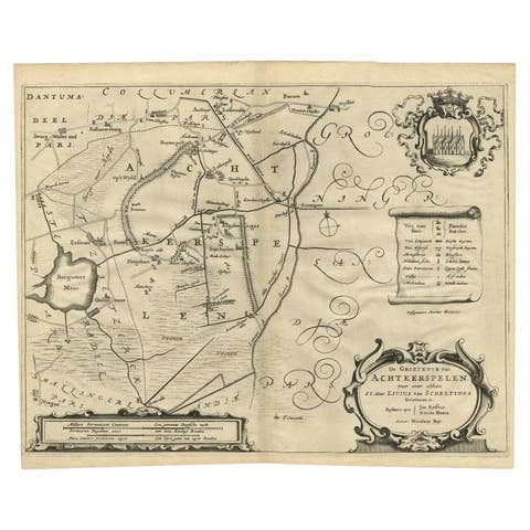 Antique Map of the Region of Achtkarspelen by Schotanus, 1664