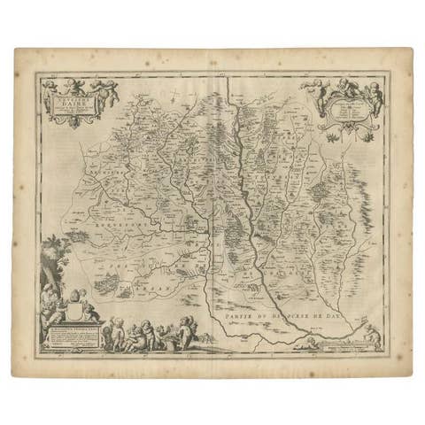 Antique Map of the Region of Aire-sur-L'Adour by Janssonius, 1657