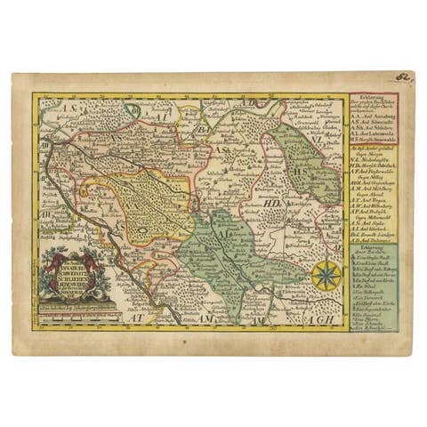 Antique Map of the Region of Annaburg by Schreiber, 1749