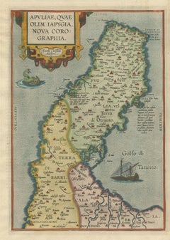 Carta geografica antica della Puglia di Ortelius, 1612