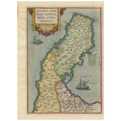 Antique Map of the Region of Apulia by Ortelius, 1612