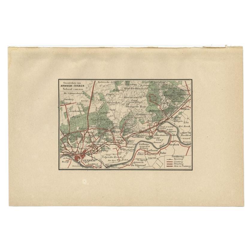 Carte ancienne de la région de Arnhem par Craandijk, 1884