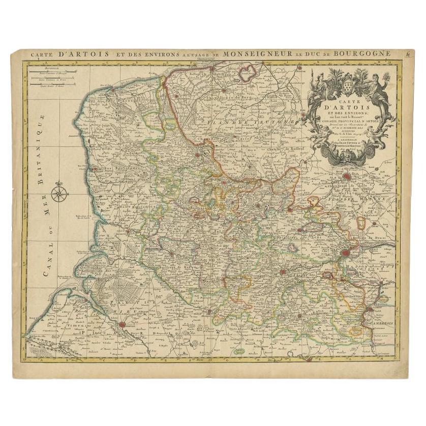 Carte ancienne de la région d'Artois par Covens & Mortier, vers 1730