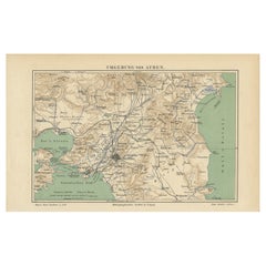 Antique Map of the Region of Athens from a German Atlas of 1893