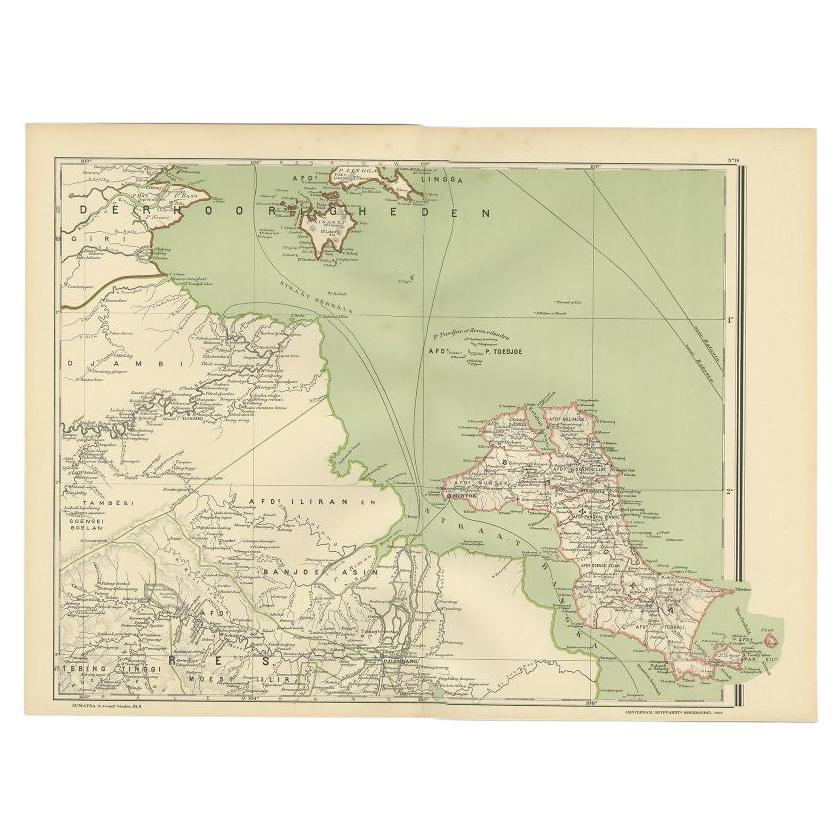 Antique Map of the Region of Banjarmasin, Indonesia 1900 For Sale