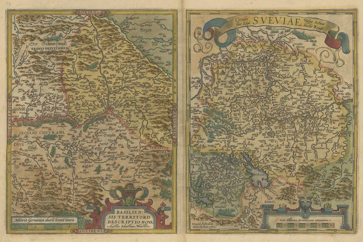 Map of the Region of Basel and Northern Switzerland by Ortelius, circa 1603