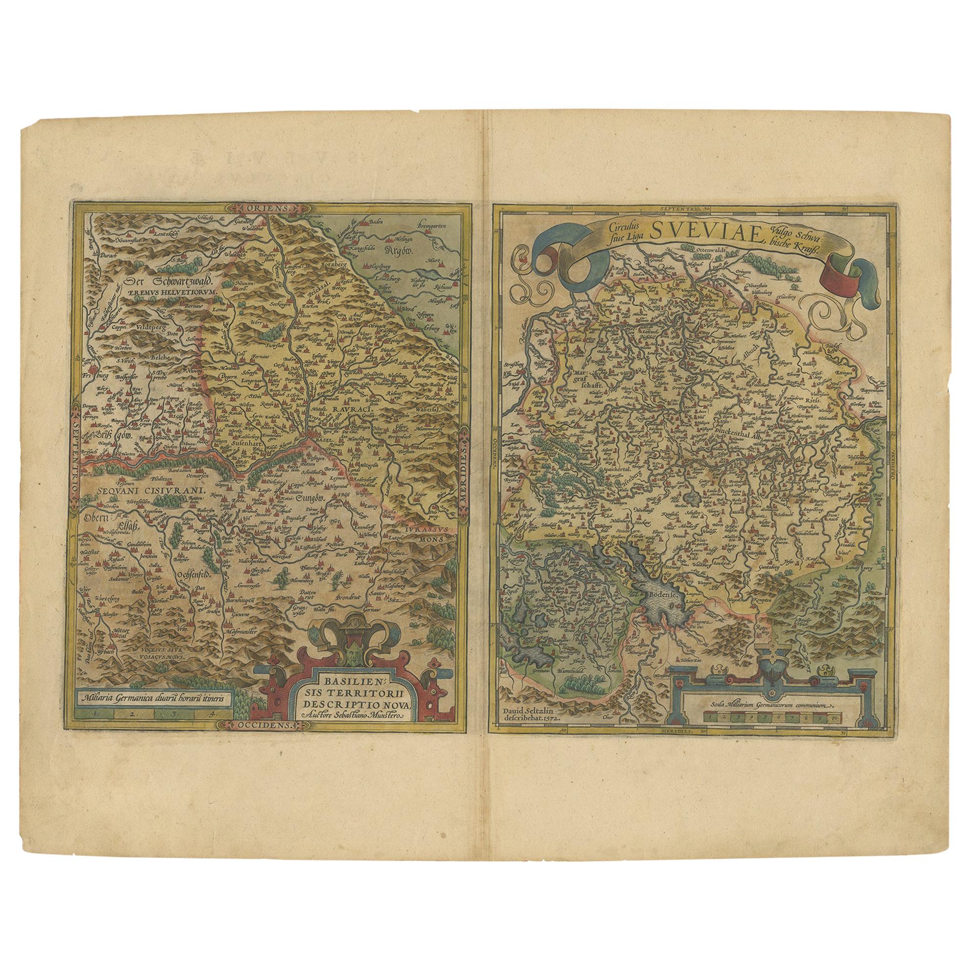 Map of the Region of Basel and Northern Switzerland by Ortelius, circa 1603 For Sale