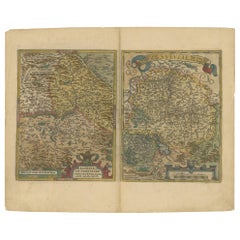Antique Map of the Region of Basel and Northern Switzerland by Ortelius, circa 1603