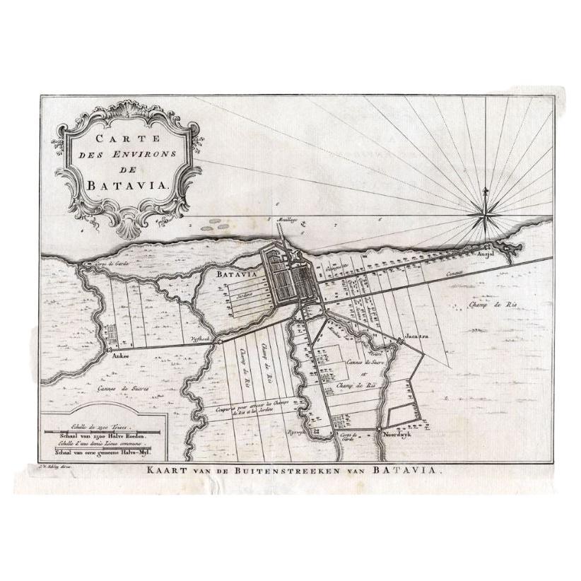 Antique Map of the Region of Batavia by Van Schley, c.1750 For Sale
