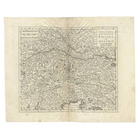 Antique Map of the Region of Bavaria and Austria by Tirion, c.1740