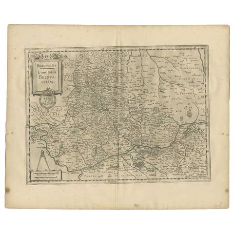 Antique Map of the Region of Beauvais by Janssonius, 1657