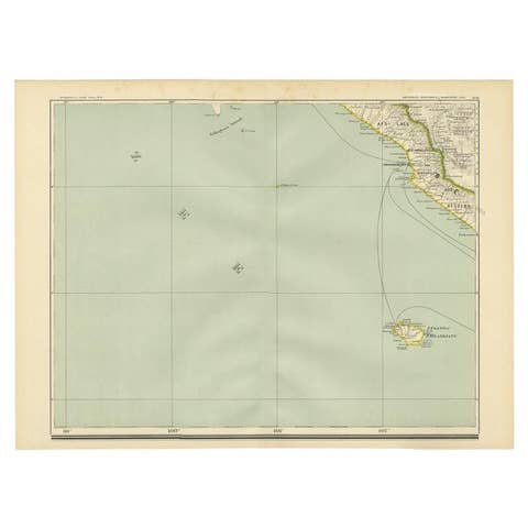 Antique Map of the Region of Bengkulu in Indonesia, 1900