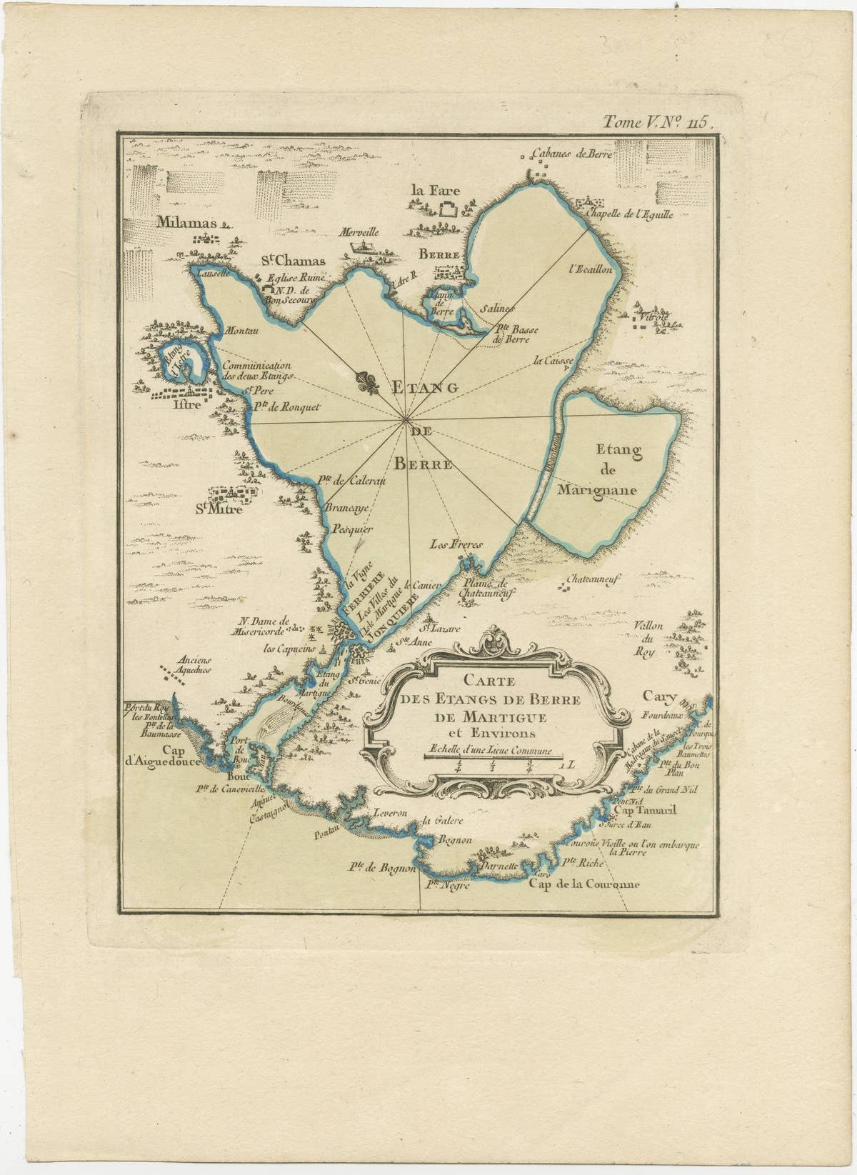 Antique Map of the Region of Berre-l'Étang, France
