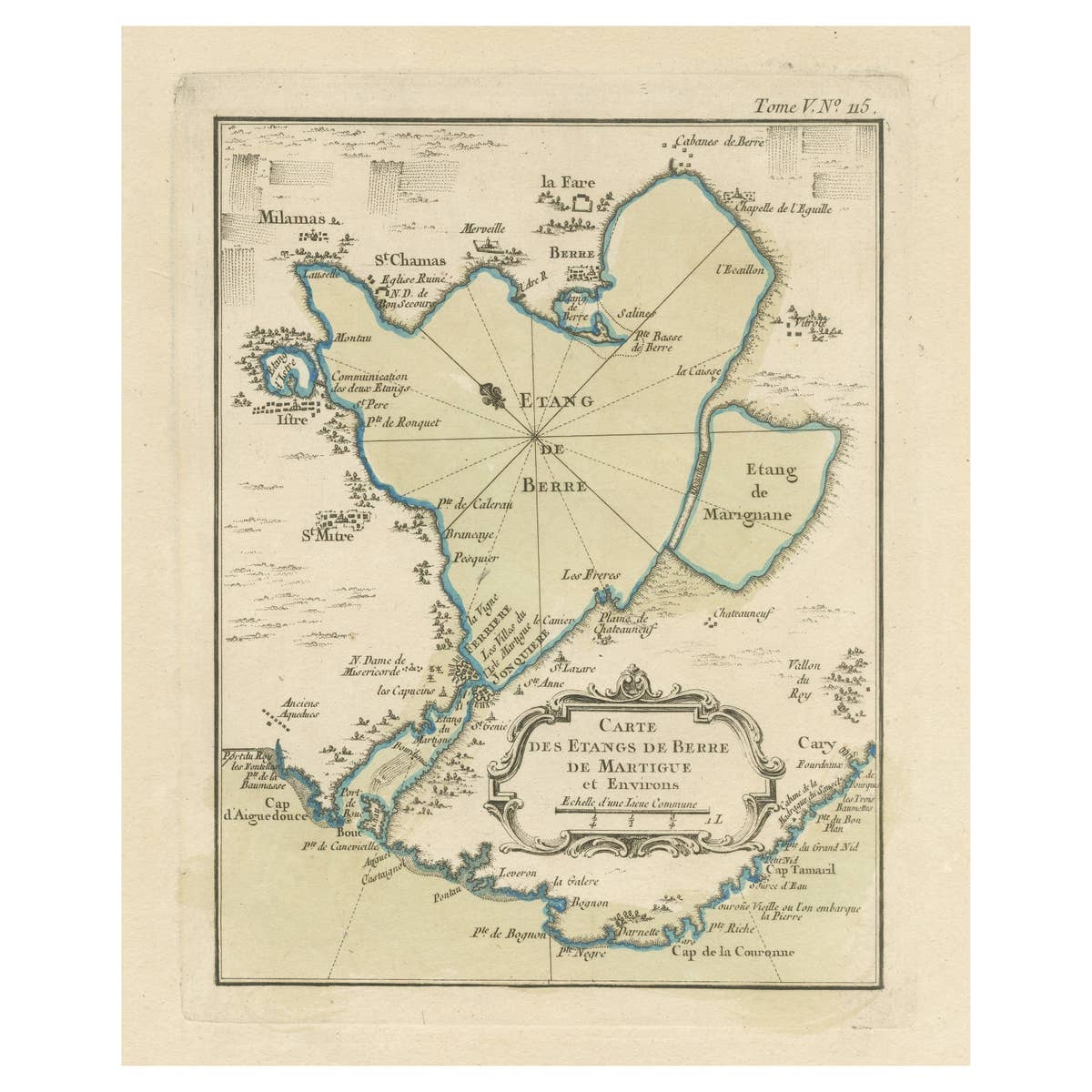 Antique Map of the Region of Berre-l'Étang, France