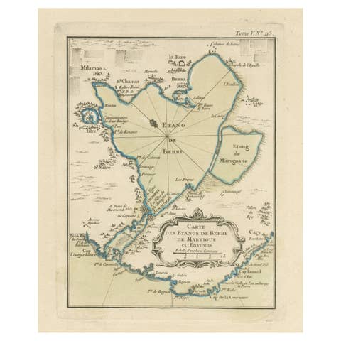 Antique Map of the Region of Berre-l'Étang, France