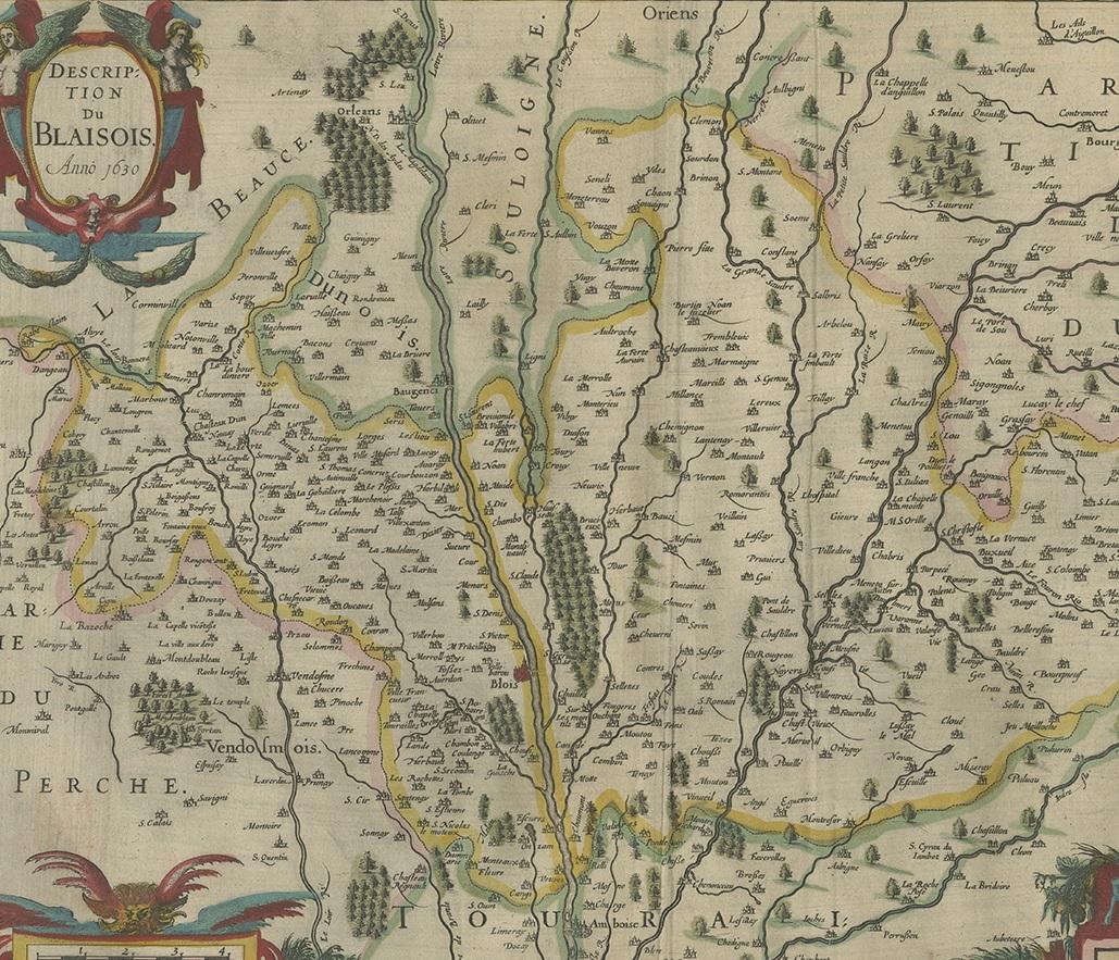 Carte ancienne de la région de Blois par Janssonius:: 