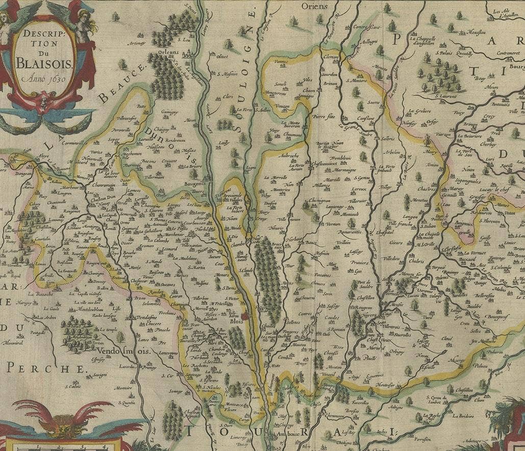 Antique Map of the Region of Blois by Janssonius, 'circa 1640'