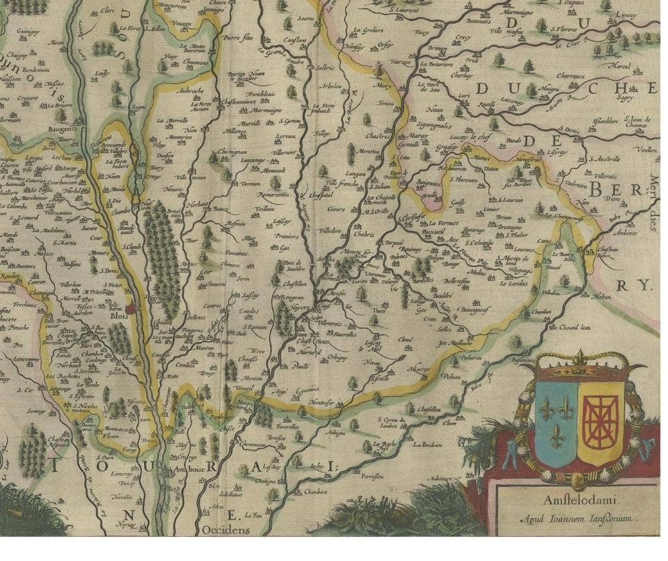 Antique Map of the Region of Blois by Janssonius, 'circa 1640'