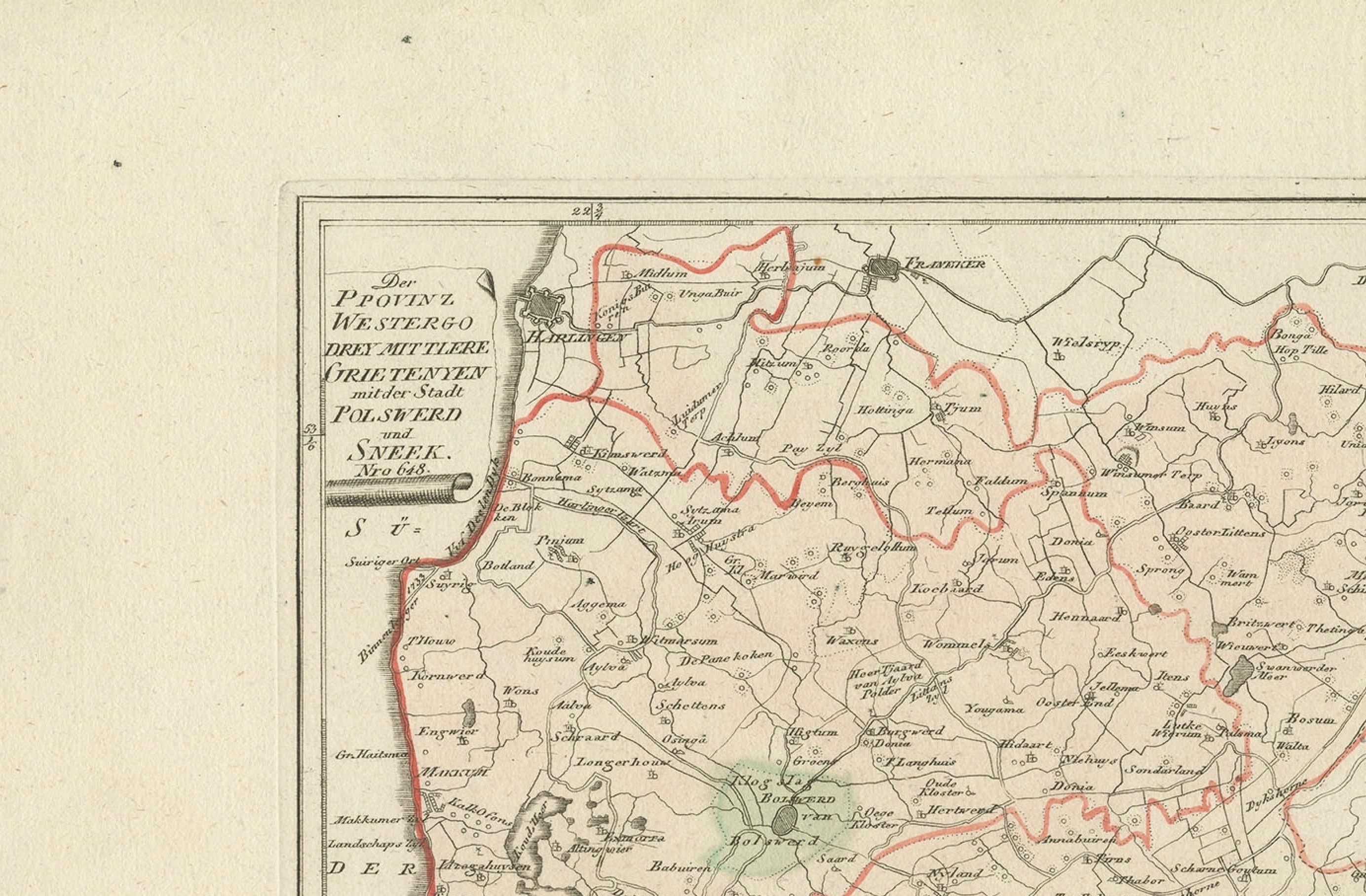 Carta geografica antica della regione di Bolsward e Sneek di Von Reilly, 1791 in vendita 1