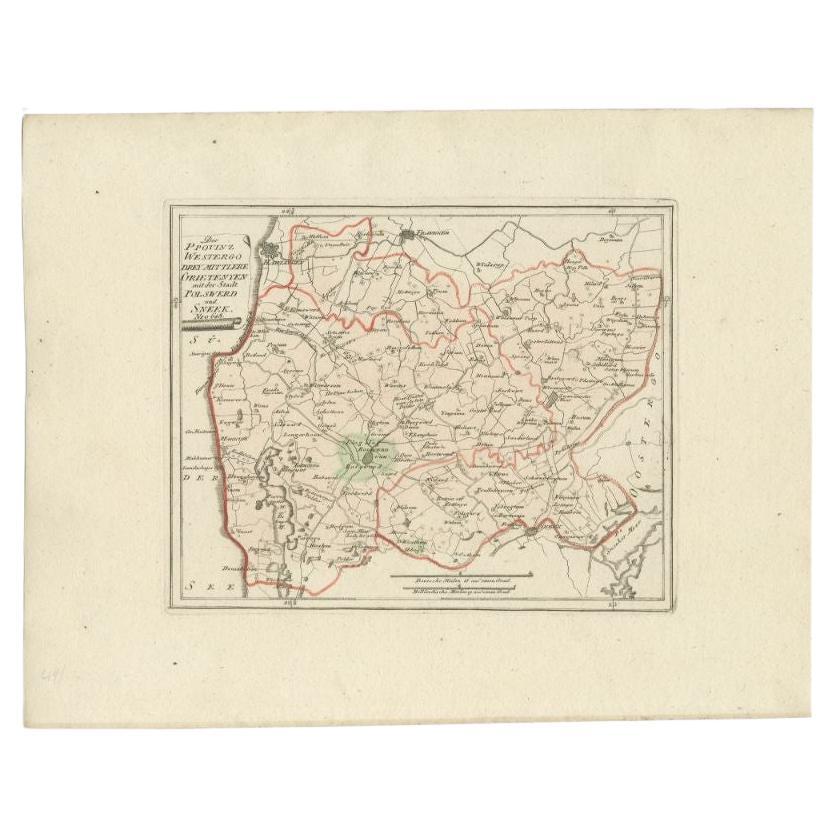Antique Map of the Region of Bolsward and Sneek by Von Reilly, 1791 For Sale